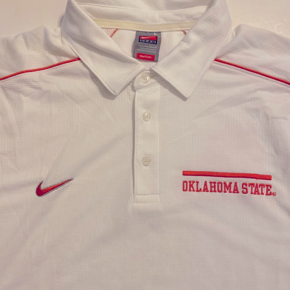 OSU Cowboys Nike ELITE Short Sleeve Mesh Polo White  LARGE EUC